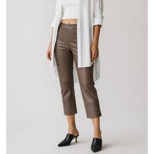 THEORY Bristol Leather Skinny Capri Crop Pants Mink \\ 2